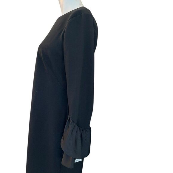 Lauren Ralph Lauren 6 Petite Size 6P Black Shift Dress Bell Ruffle Cuff NWT - Picture 3 of 7